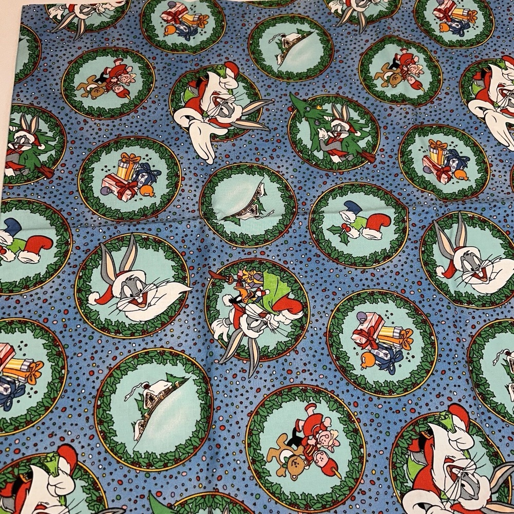Looney Tunes Christmas Bugs Bunny Fabric 1.5Yds 44" Wide Blue VIP Cranston